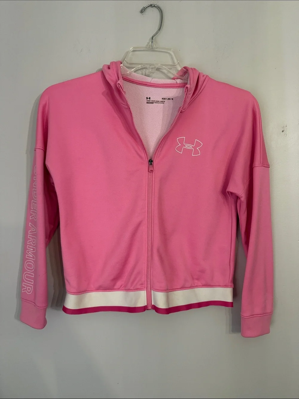 Under Armour Girls Youth hooded Dri Fit Jacket Pink Size large